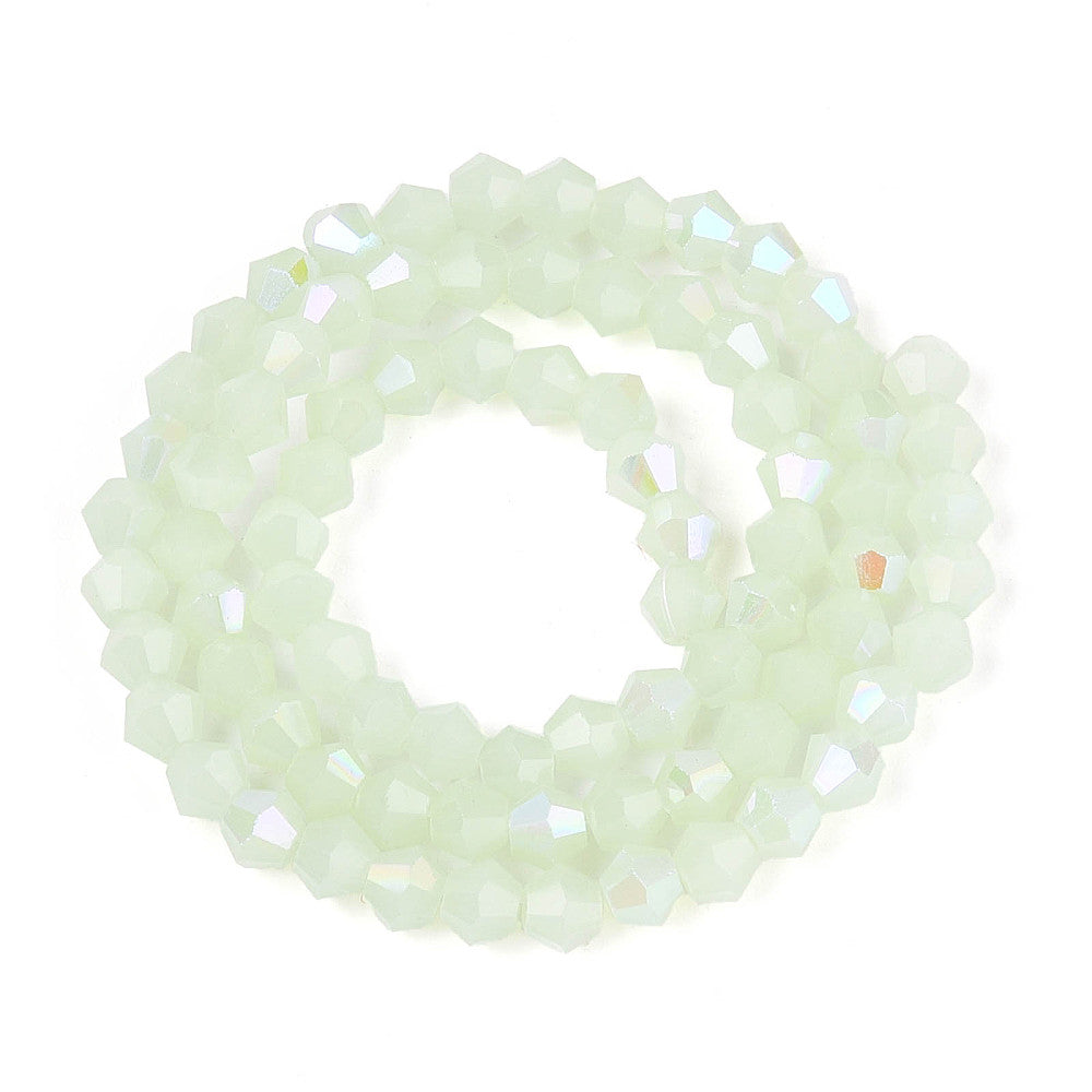 Glass Bead Faceted Bicone Honeydew 4x4mm