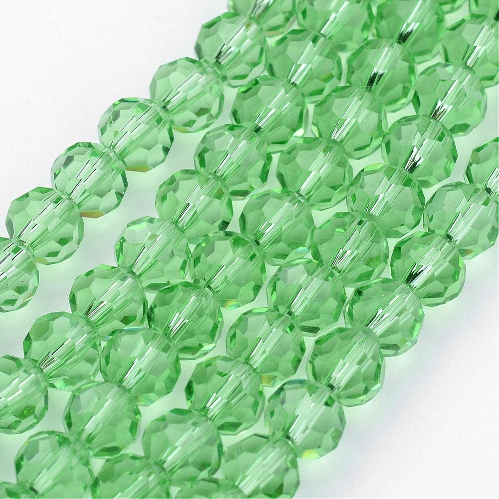 Glass Bead Imitation Austrian Crystal Light Green Faceted Round 4mm - Alberta Bead Store