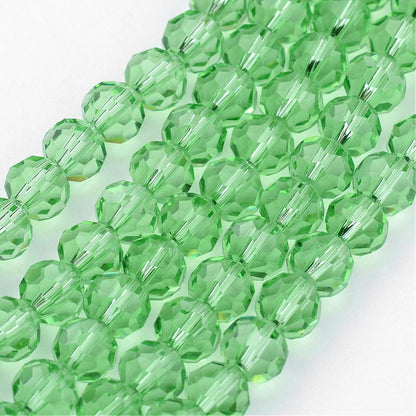 Glass Bead Imitation Austrian Crystal Light Green Faceted Round 4mm - Alberta Bead Store