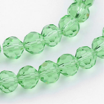 Glass Bead Imitation Austrian Crystal Light Green Faceted Round 4mm - Alberta Bead Store