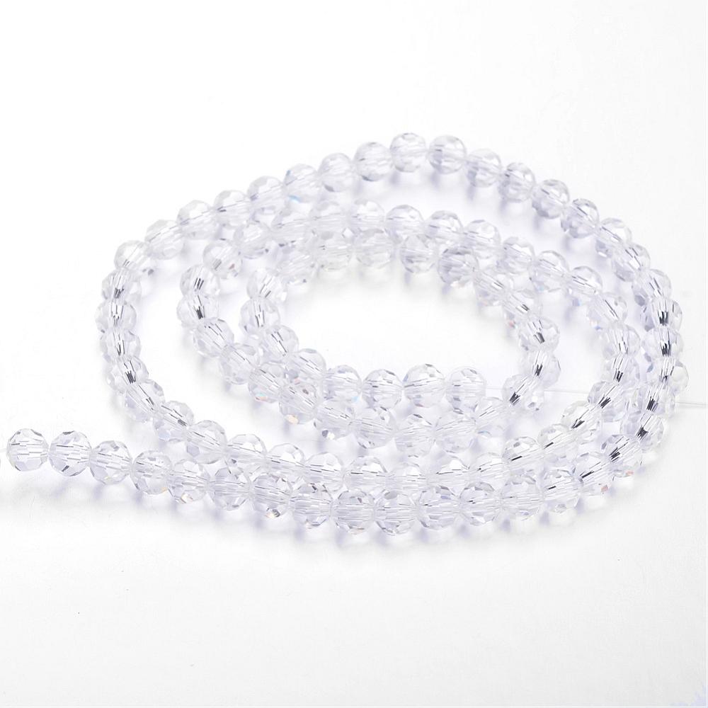 Glass Bead Imitation Austrian Crystal Clear Faceted Round 4mm - Alberta Bead Store