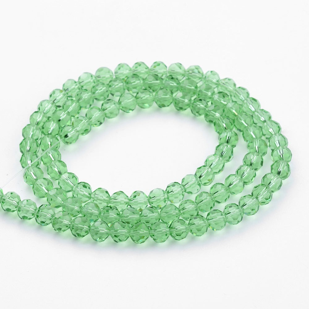 Glass Bead Imitation Austrian Crystal Light Green Faceted Round 6MM - Alberta Bead Store