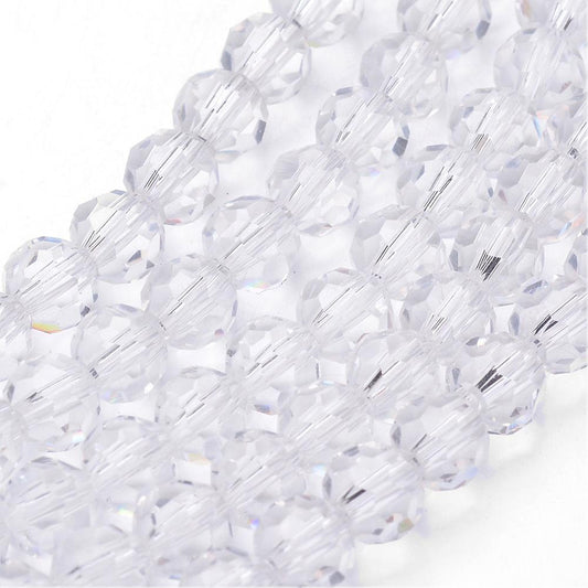 Glass Bead Imitation Austrian Crystal Clear Faceted Round 8mm - Alberta Bead Store