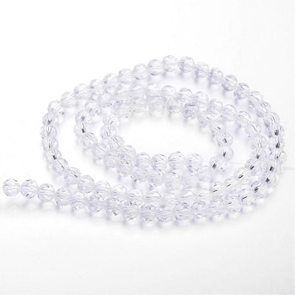 Glass Bead Imitation Austrian Crystal Clear Faceted Round 8mm - Alberta Bead Store