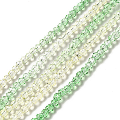 Glass Bead Gradient Sea Green Beige Faceted Round 3mm - Alberta Bead Store