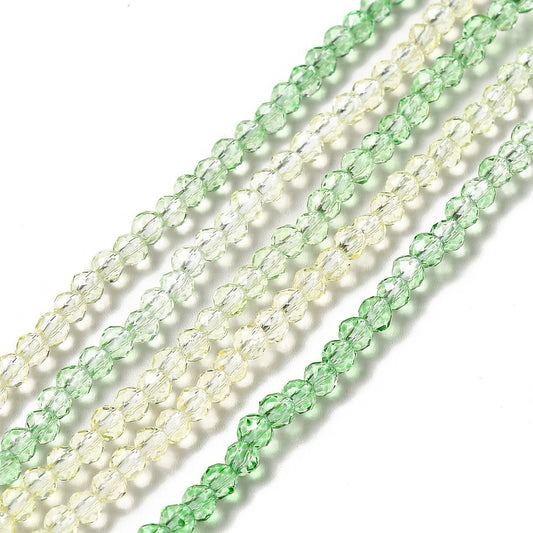 Glass Bead Gradient Sea Green Beige Faceted Round 3mm - Alberta Bead Store