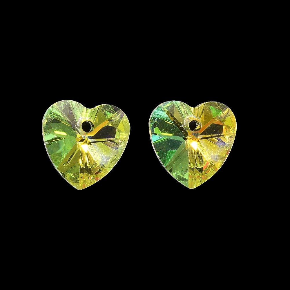 Glass Charm Heart Clear AB 10x10x4.5mm 10pcs