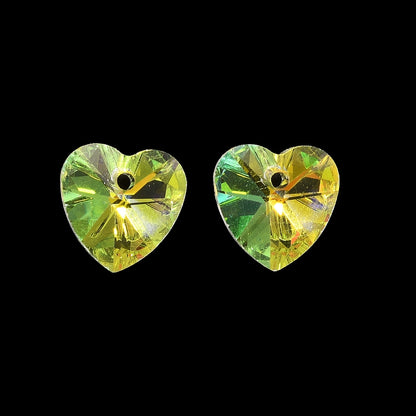 Glass Charm Heart Clear AB 10x10x4.5mm 10pcs