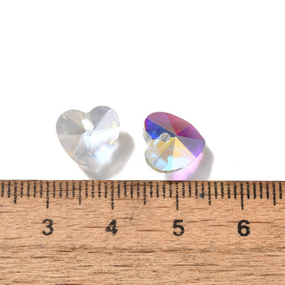 Glass Charm Heart Clear AB 10x10x4.5mm 10pcs
