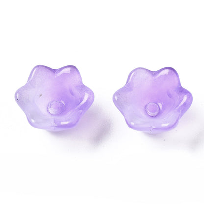 Glass Flower Bead Two Tone Lilac 100pc