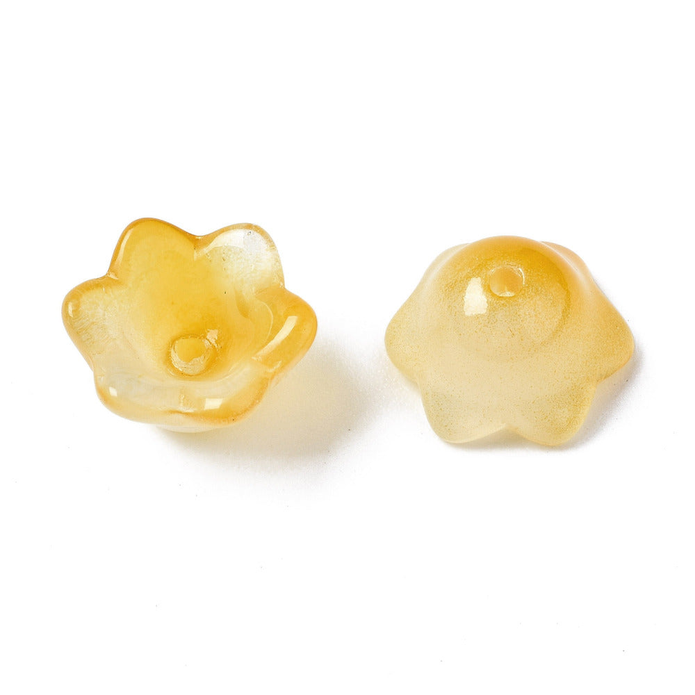 Glass Flower Bead Two Tone Goldenrod 100pc