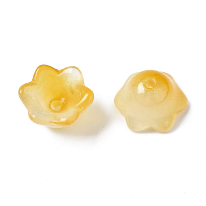 Glass Flower Bead Two Tone Goldenrod 100pc