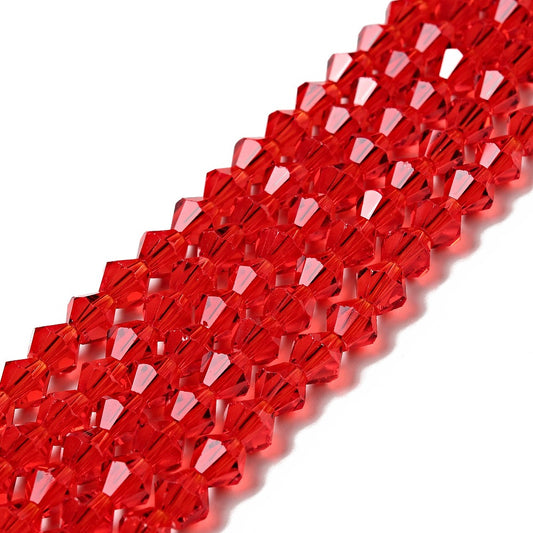 Glass Bead Faceted Bicone Red 6x6mm