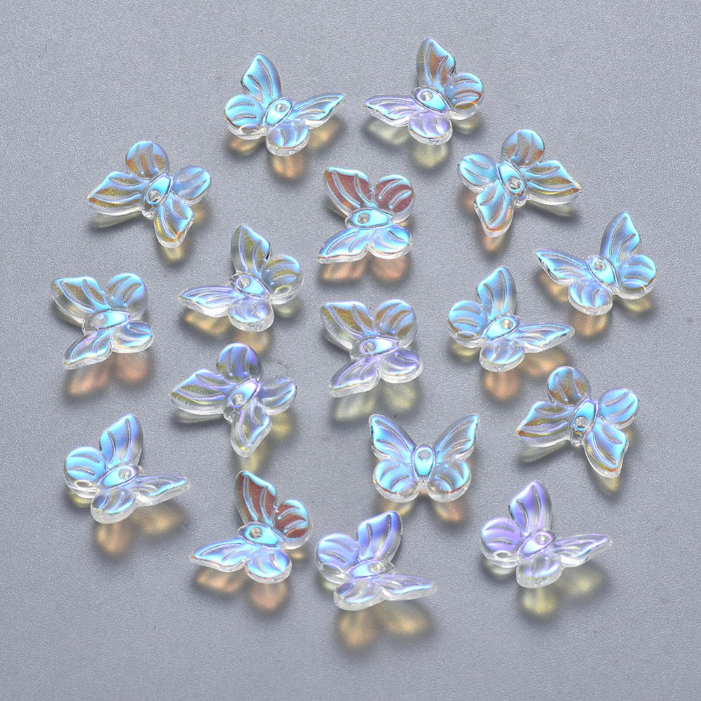 Glass Butterfly Bead Clear AB 100pc