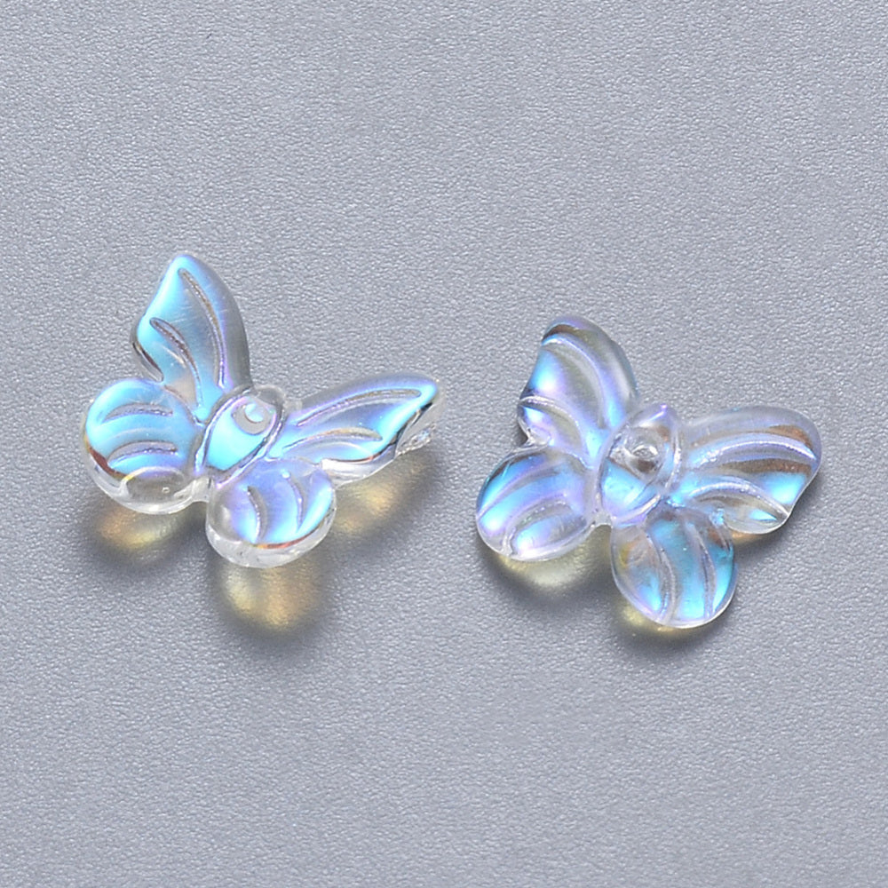 Glass Butterfly Bead Clear AB 100pc