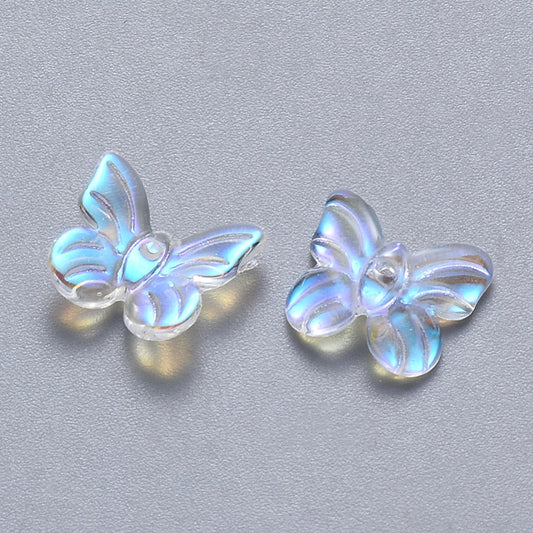 Glass Butterfly Bead Clear AB 100pc