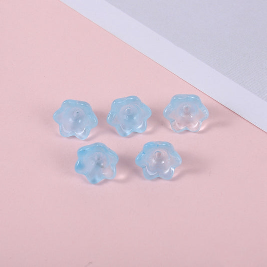 Glass Flower Bead Light Blue 100pc