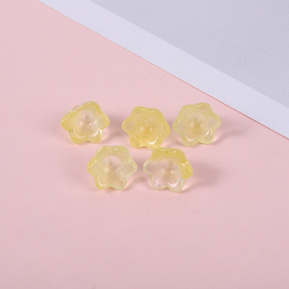 Glass Flower Bead Champagne Yellow 100pc