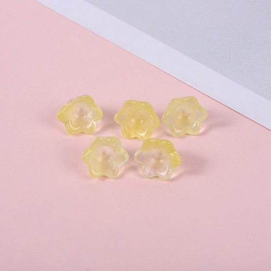 Glass Flower Bead Champagne Yellow 100pc