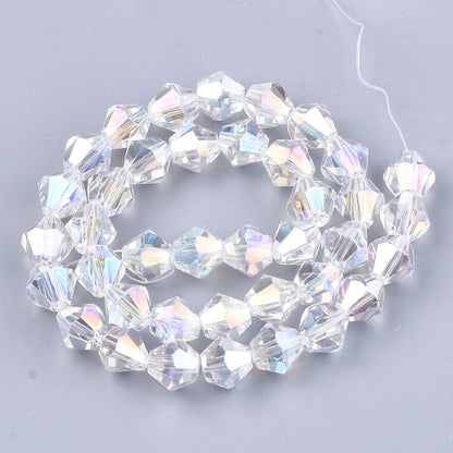 Glass Bead Bicone AB Plated Clear 6x5.5MM