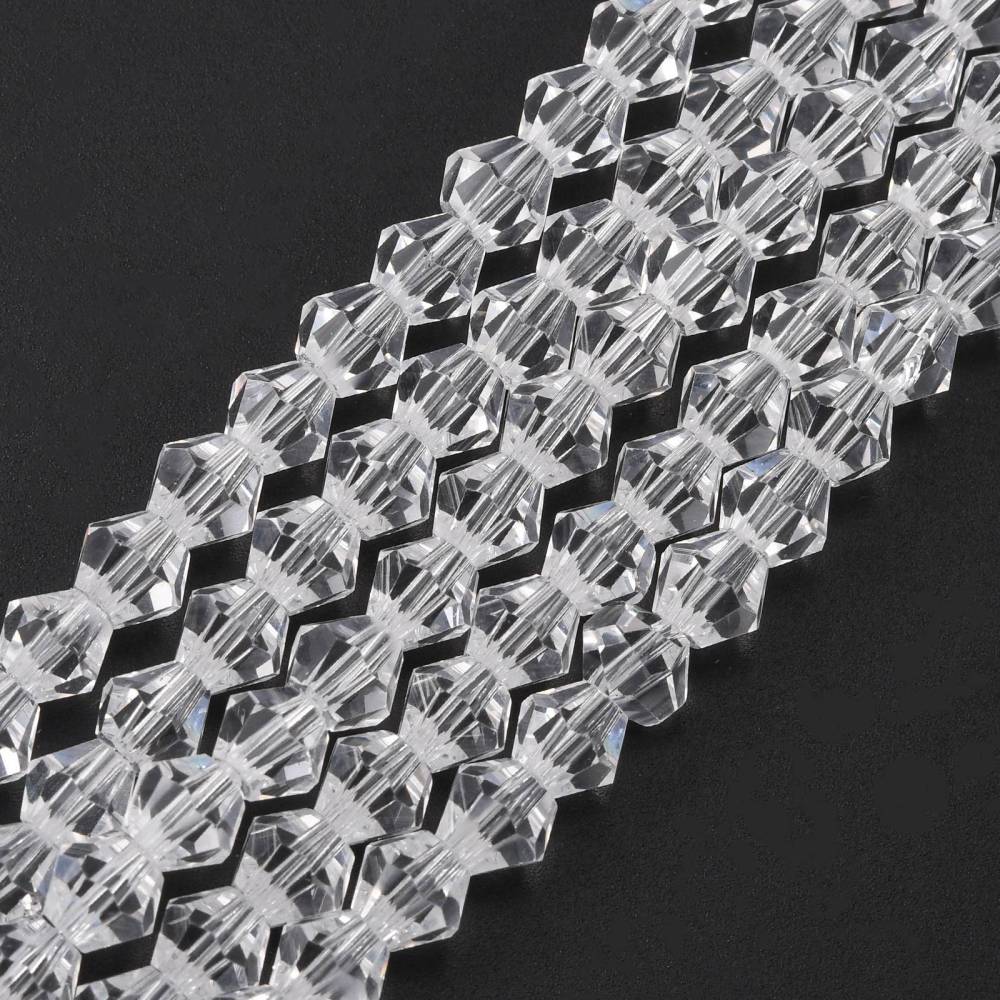 Glass Bead Bicone Clear 6x6MM
