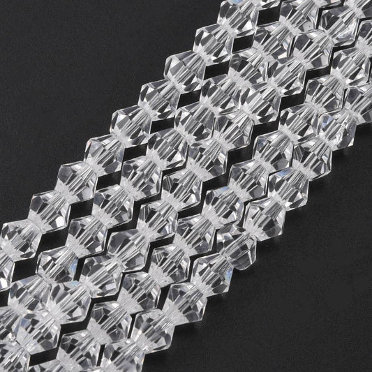 Glass Bead Bicone Clear 6x6MM