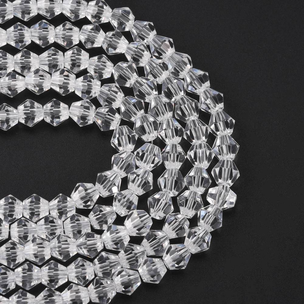 Glass Bead Bicone Clear 6x6MM