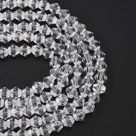 Glass Bead Bicone Clear 6x6MM
