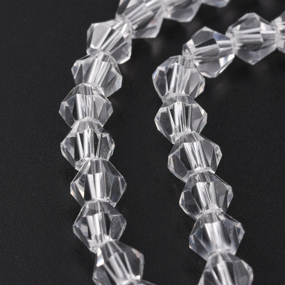 Glass Bead Bicone Clear 6x6MM