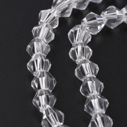 Glass Bead Bicone Clear 6x6MM