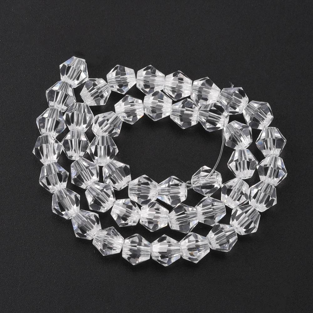 Glass Bead Bicone Clear 6x6MM