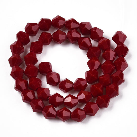 Glass Bead Bicone Dark Red 6x6MM