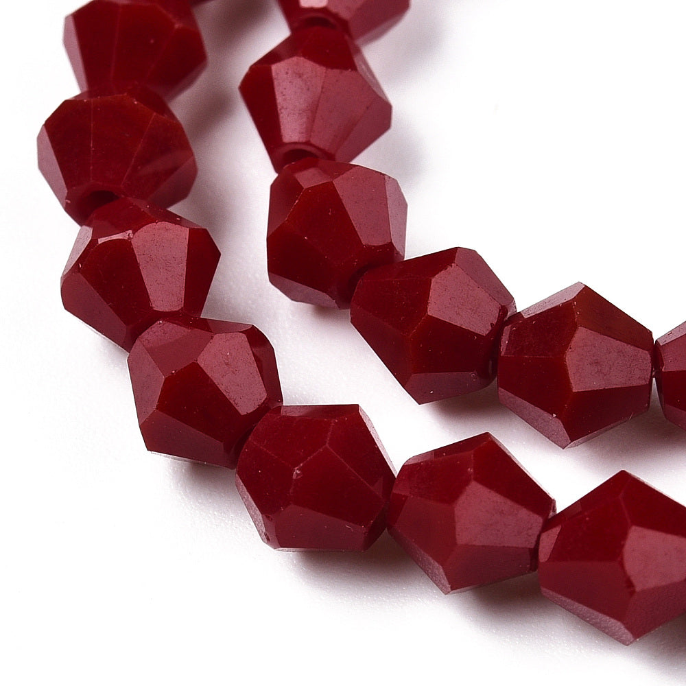 Glass Bead Bicone Dark Red 6x6MM