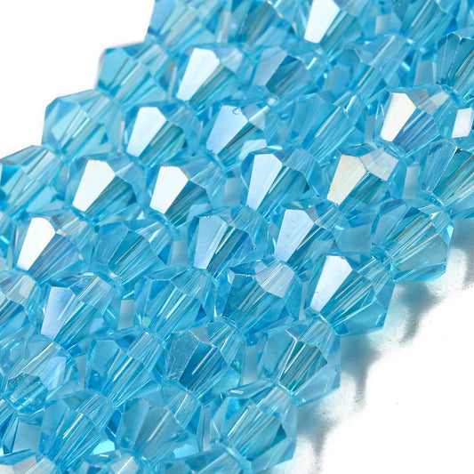 Glass Bead Bicone Deep Sky Blue 6x5.5MM