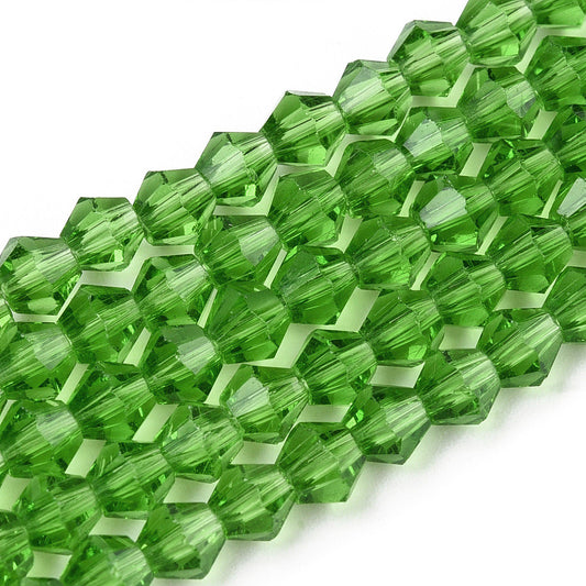 Glass Bead Bicone Green 6x6MM