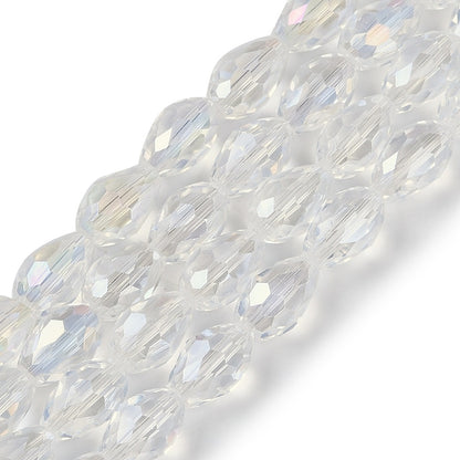 Glass Bead Tear Drop AB Plated Clear 15x10MM