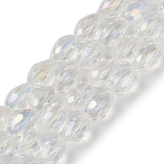Glass Bead Tear Drop AB Plated Clear 15x10MM