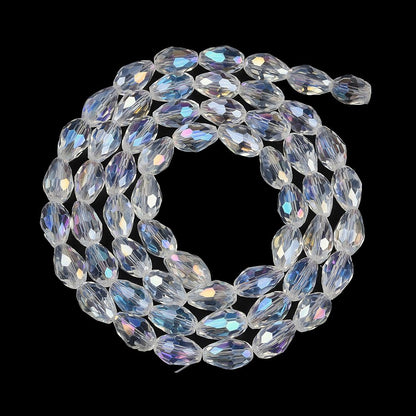 Glass Bead Tear Drop AB Plated Clear 15x10MM