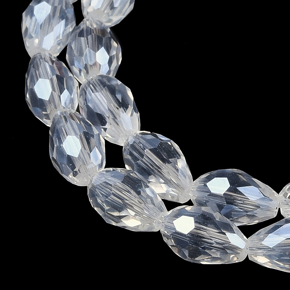 Glass Bead Tear Drop AB Plated Clear 15x10MM