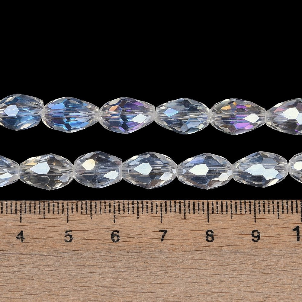 Glass Bead Tear Drop AB Plated Clear 15x10MM