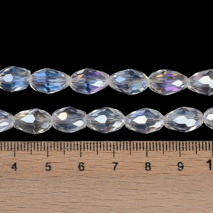 Glass Bead Tear Drop AB Plated Clear 15x10MM