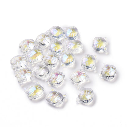 Glass Kitty Shape Bead AB Clear 12x14x6mm 5pc