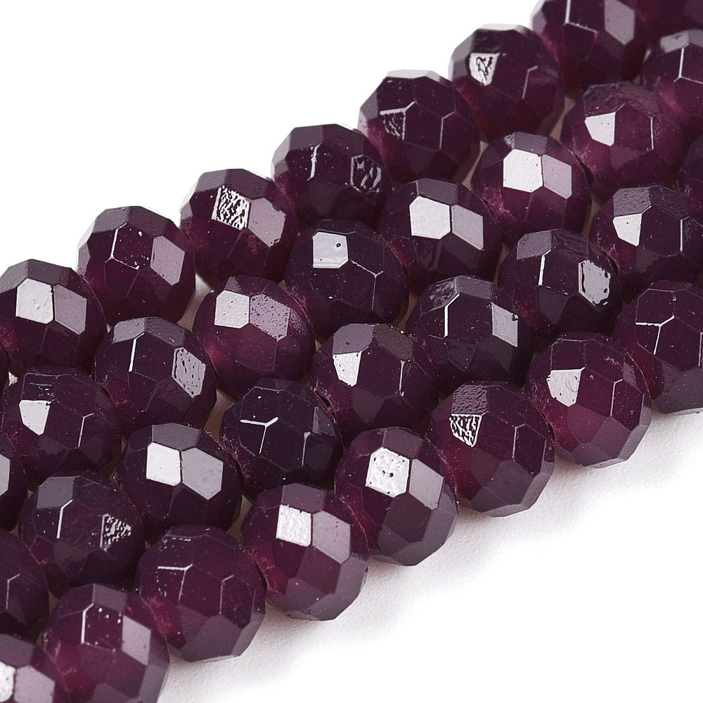 Glass Rondelle Faceted Dark Purple 6x5mm