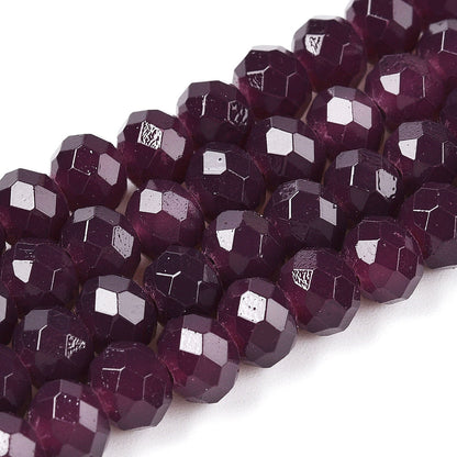 Glass Rondelle Faceted Dark Purple 6x5mm