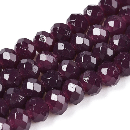 Glass Rondelle Faceted Dark Purple 6x5mm