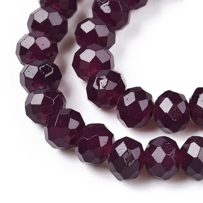 Glass Rondelle Faceted Dark Purple 6x5mm