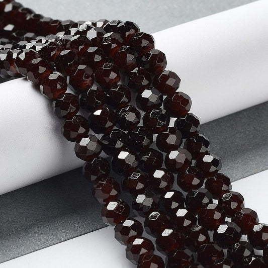 Glass Rondelle Faceted Dark Red 6x5mm
