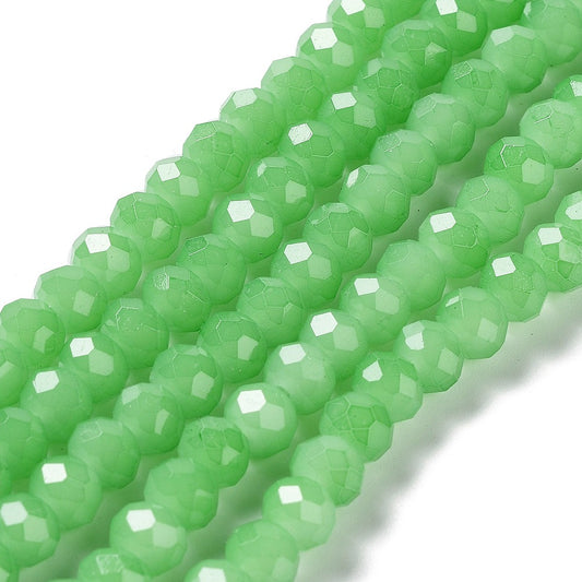 Glass Rondelle Faceted Light Green 6x5mm
