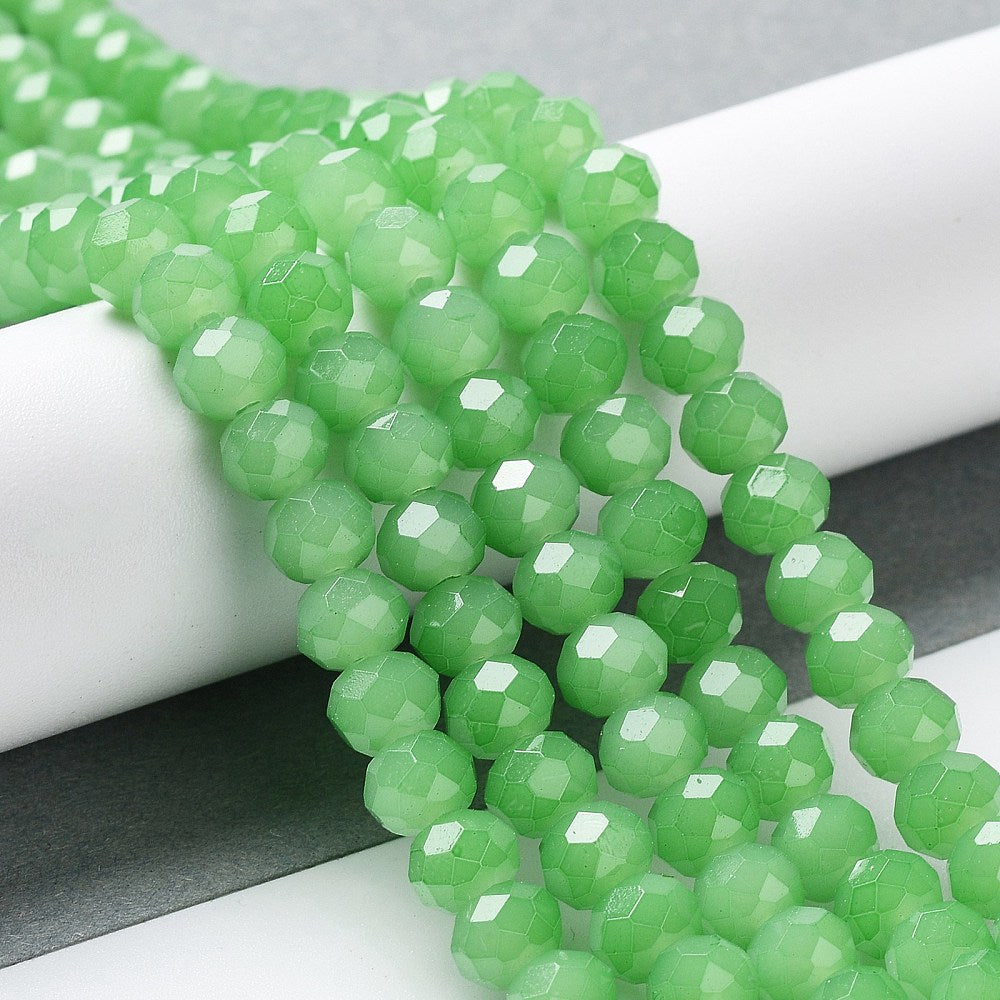 Glass Rondelle Faceted Light Green 6x5mm