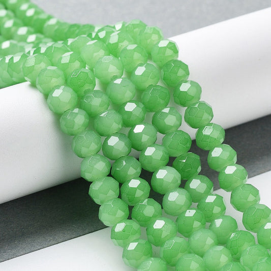 Glass Rondelle Faceted Light Green 6x5mm